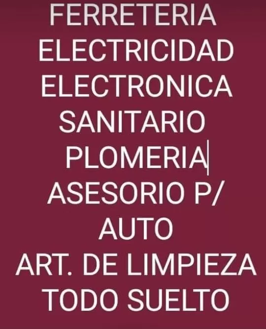 Ferreteria movio : materiales electrico y de electronica ,asesorio para auto,sanitarioy plomeria